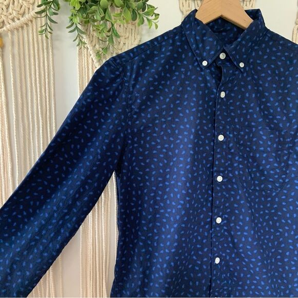 AMERICAN EAGLE Men’s Button Up Long Sleeve Shirt Blue Print Size XS - Picture 3 of 10